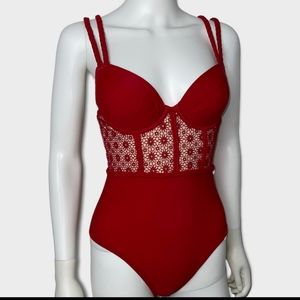 ❤️ ASOS Red One Piece Swim Suit Women's 34B Medium